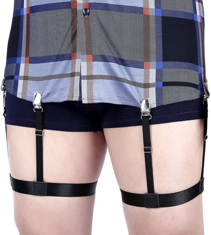 Kedofe Men Shirt Stays Adjustable Elastic Shirt Garter Shirts Holder with Non-slip Locking Clamps for Police Military - Image 1